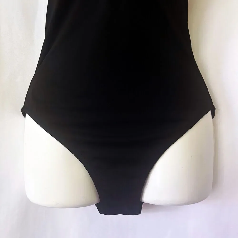 NWT J.Crew Scalloped One Piece Halter Swimsuit (4) in Black Women's Bathing Suit